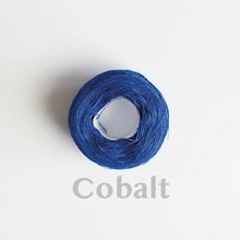 Load image into Gallery viewer, A &#39;Cobalt&#39; colour yarn cake of 2/16s mercerised cotton yarn