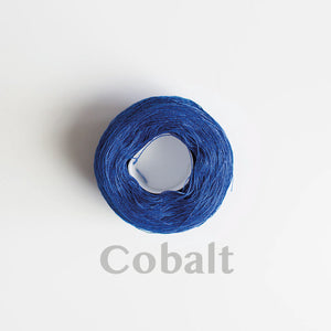 A 'Cobalt' colour yarn cake of 2/16s mercerised cotton yarn