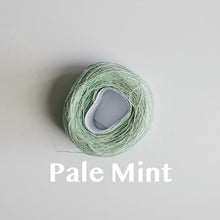 Load image into Gallery viewer, A &#39;Pale Mint&#39; colour yarn cake of 2/16s mercerised cotton yarn