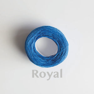 A 'Royal Blue' colour yarn cake of 2/16s mercerised cotton yarn