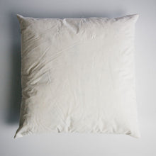 Load image into Gallery viewer, A square 14 inch by 14 inch duck-filled cushion pad covered in cotton cambray fabric.